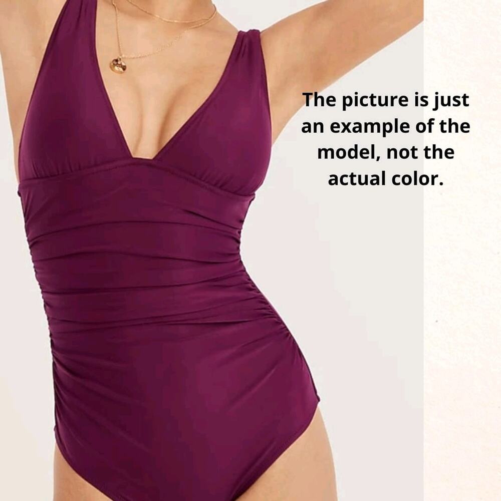 J.Crew Ruched V Neck One Piece Swimsuit Womens Size 6 Fuchsia BC116 - Picture 10 of 10